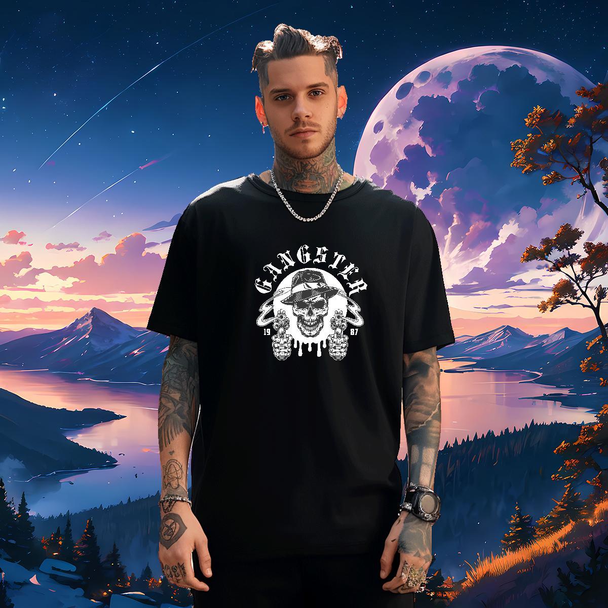 Brand T Shirts Men 230g Pure Cotton skull Daily Wear Plus Size Cartoon Breathable Short Sleeve Men Clothes T-Shirt Wholesale Tees Shirts