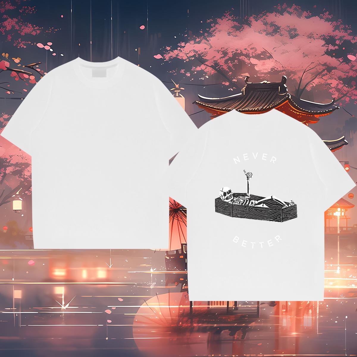 Unisex Mens T Shirts 230g 100% Cotton skull Anime Printing Street Custom Print Plus Size Breathable Couples T Shirts Fashion Design Tee Shirt