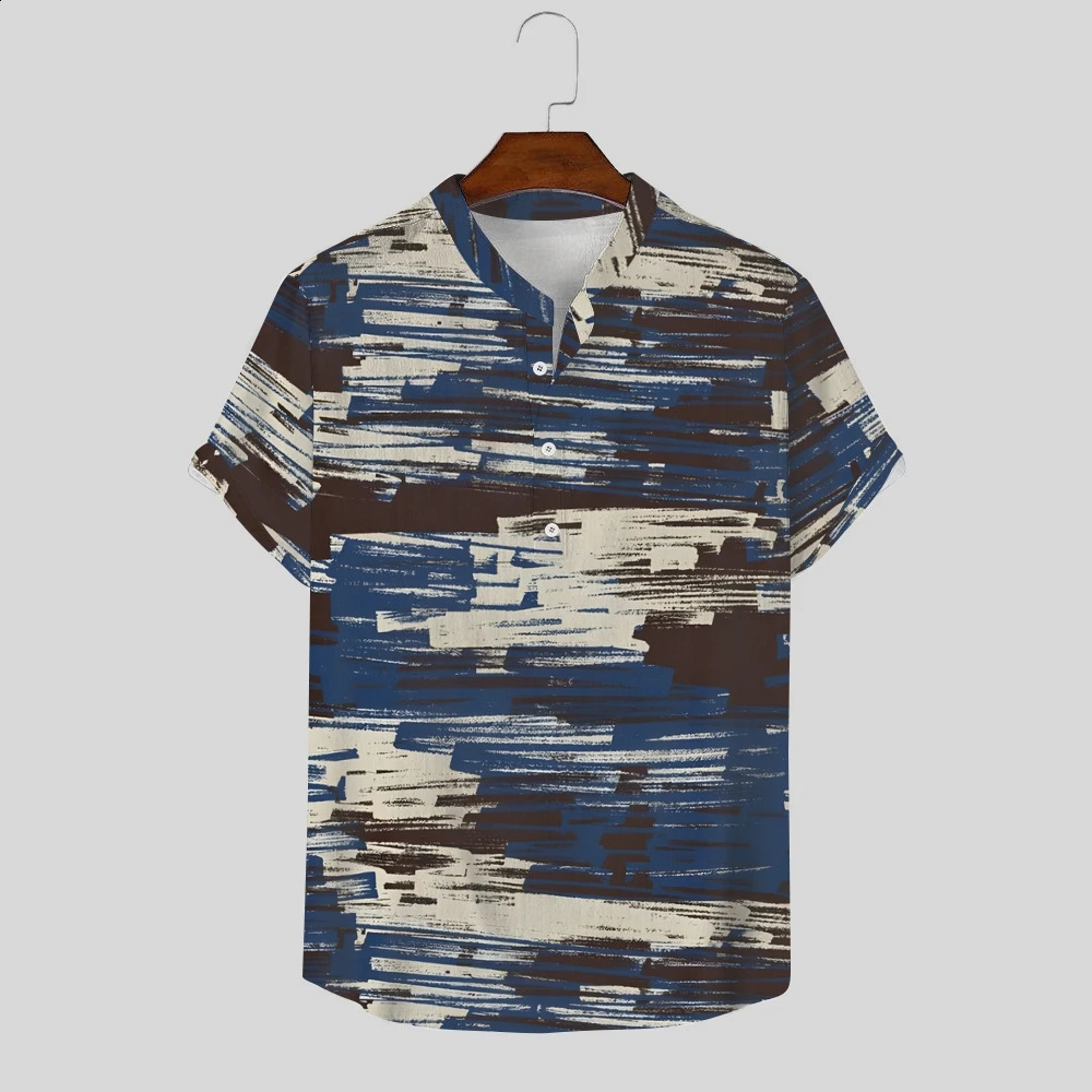 Style Spring Autumn Mens Loose Long Sleeve 3D Print t-Shirt Casual watercolor Business/Casual Collar T Shirt Tops 240824