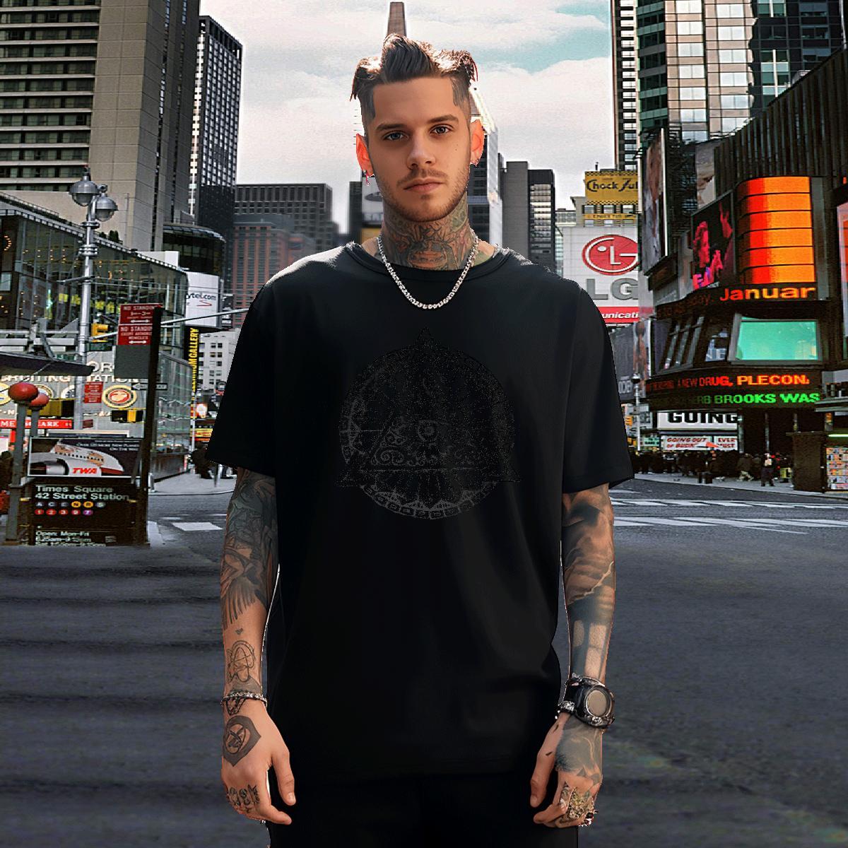 Brand T Shirts Men 100% Cotton 230g eye of the devil Casual Daily Wear Skull Breathable Soft Tshirts Designer Fashion Tees Shirts