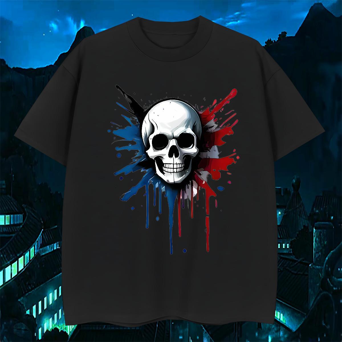 Cool T-Shirts for Men 230g 100% Cotton skull Sports Casual Graphic O-Neck Short Sleeve Tshirt for Man Woman Brand Wear