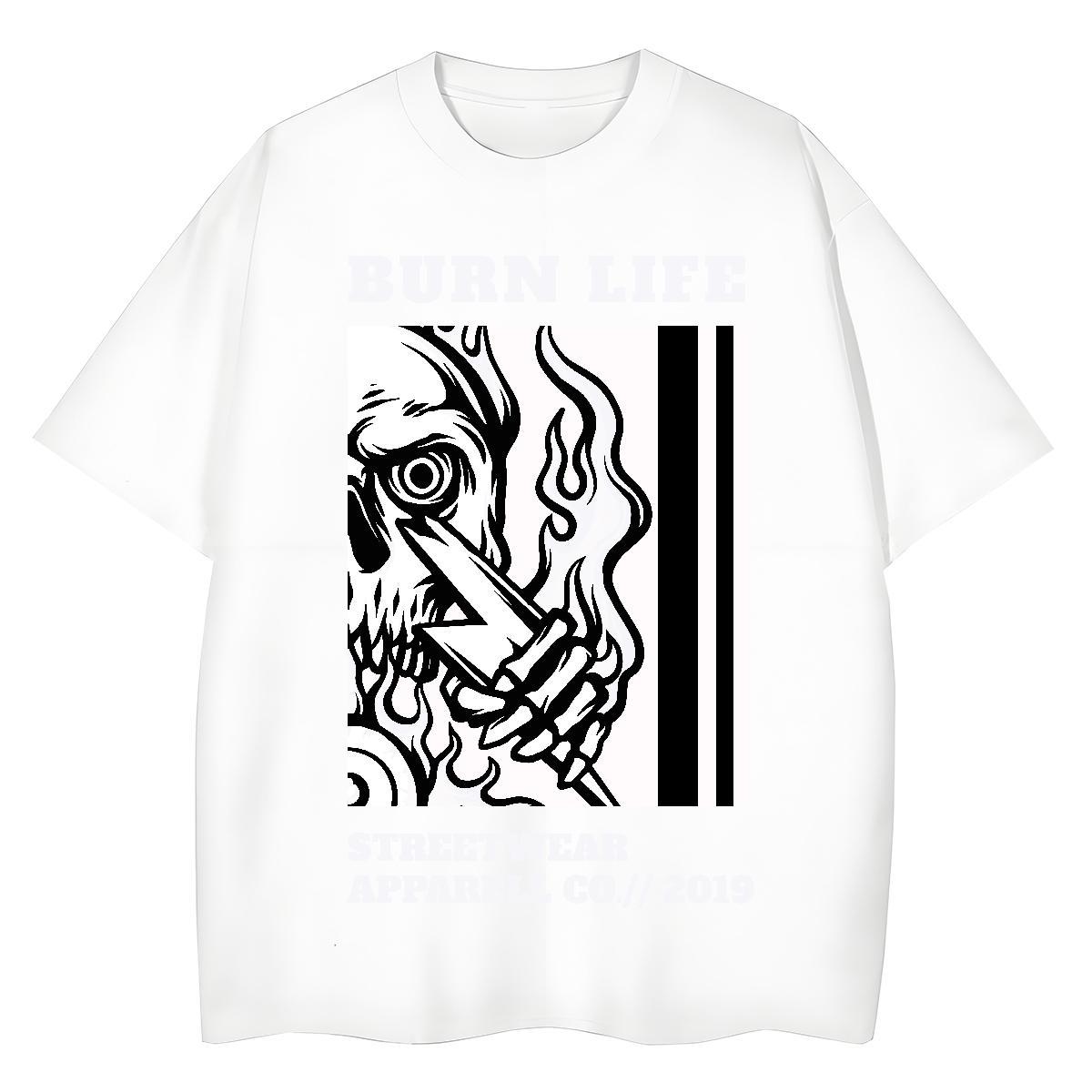 Cool Man T Shirts 230g Cotton skull Summer Casual DIY Breathable Crew Neck Men Tshirts New Top Tees