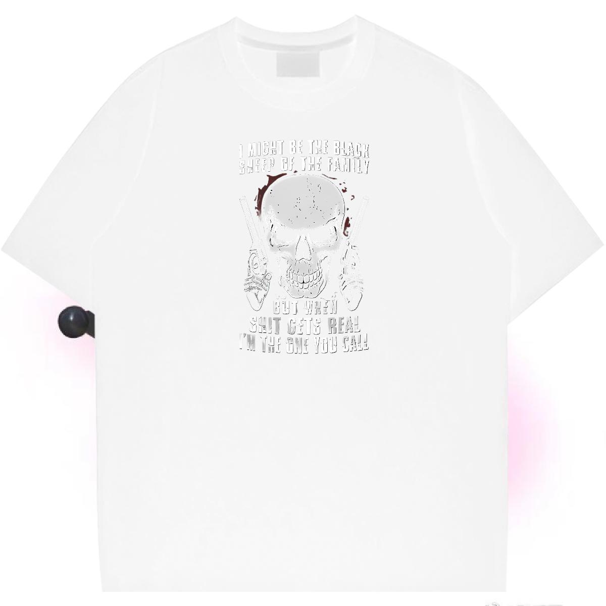 Brand T Shirt For Man 230g Pure Cotton skull Casual Daily Wear Plus Size Custom Crew Neck Breathable Mens Tshirts Fashion Clothes