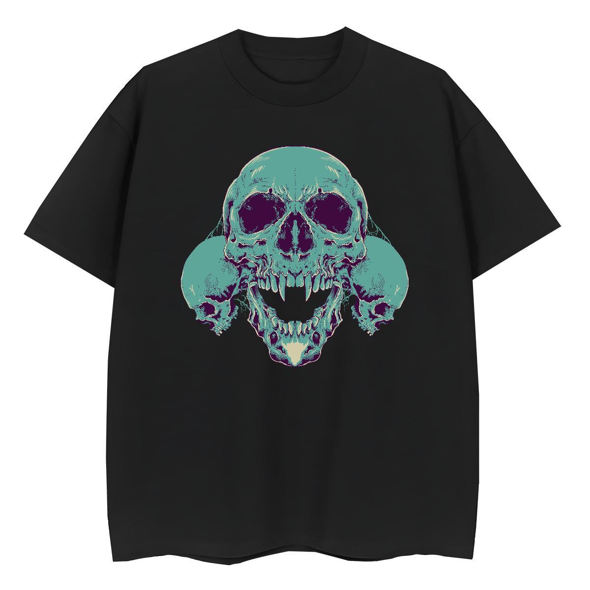 Popular Man T Shirts 230g Pure Cotton skull Home Outdoor Oversized Round Neck Short Sleeve Couples T Shirts New Arrival Tops Tees
