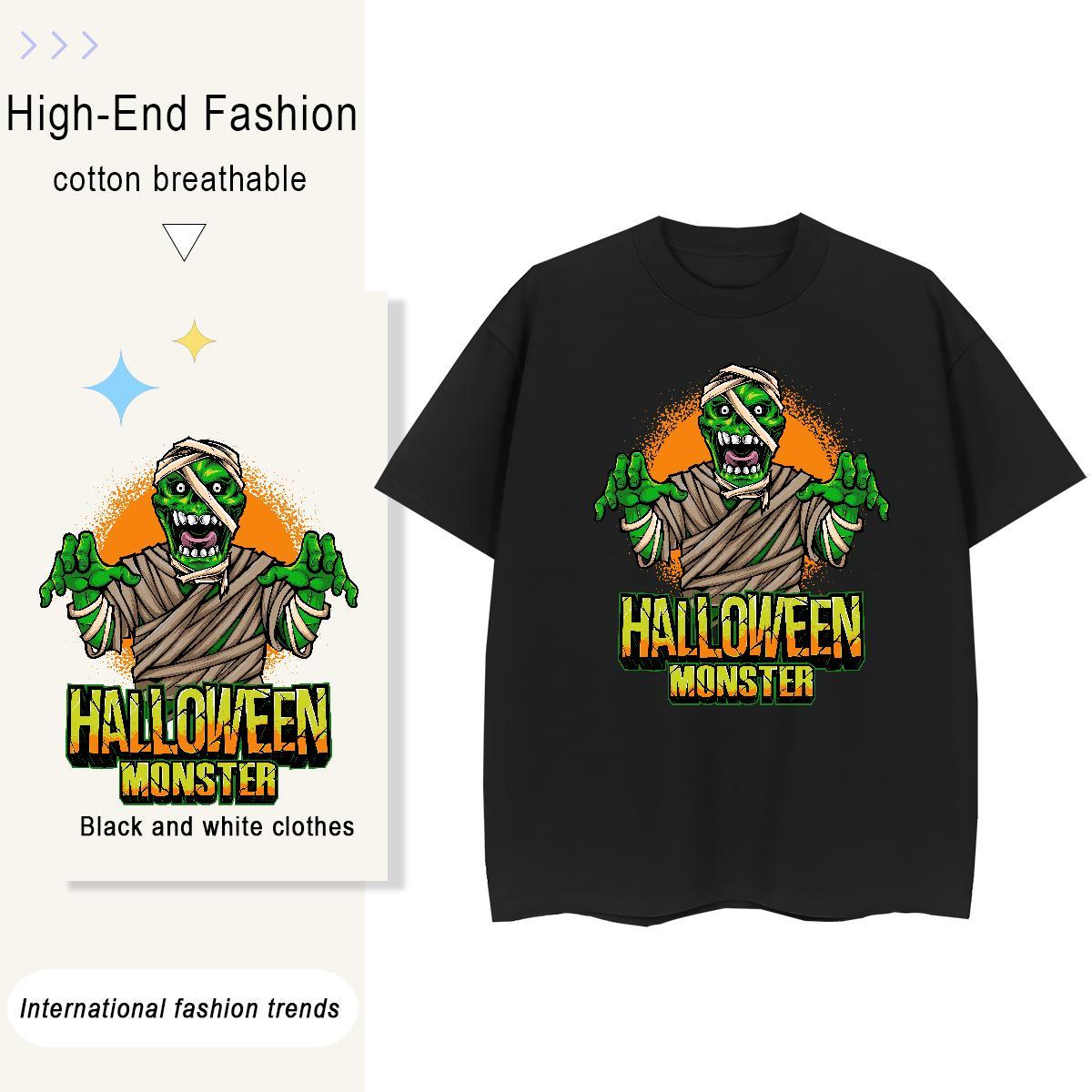 TOP Quality T Shirt For Man 100% Cotton 230g skull Daily Outfit Anime Print O-Neck Short Sleeve Men Tops Tees Custom Polos
