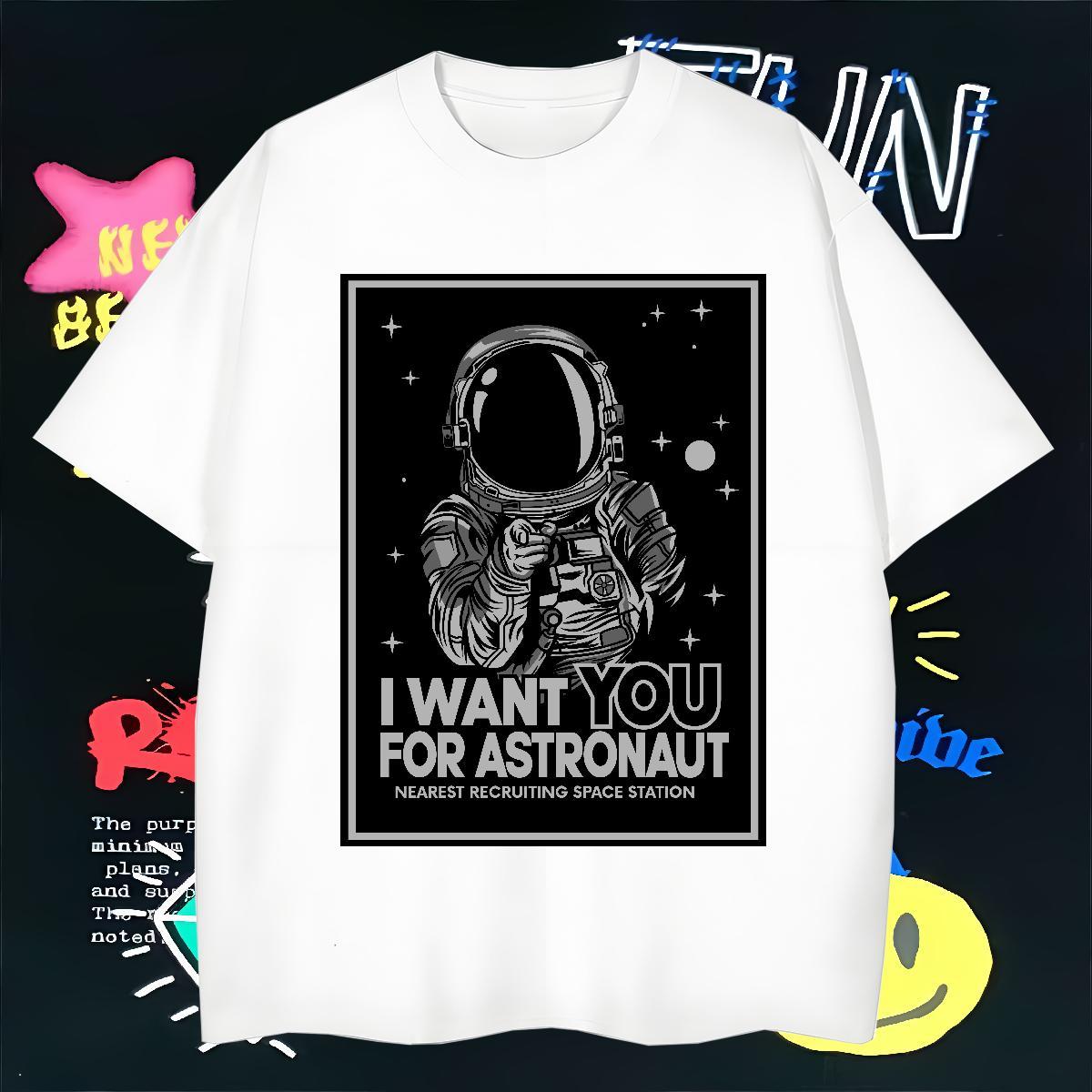 Wholesale T Shirt For Man 230g 100% Cotton spaceman Sport Customized Print Round Neck Short Sleeve Mens Tshirts Fashion Designer Tops Shirt