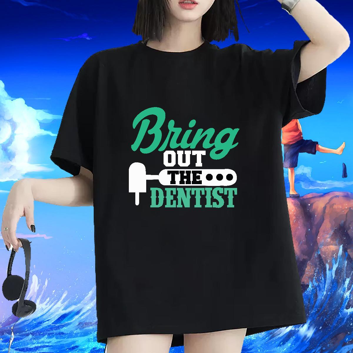 Designer Nice Couples T Shirts 100% Cotton 230g Denstist Casual Sport T Shirts Women Crew Neck Breathable Plus Size Cartoon Tshirts