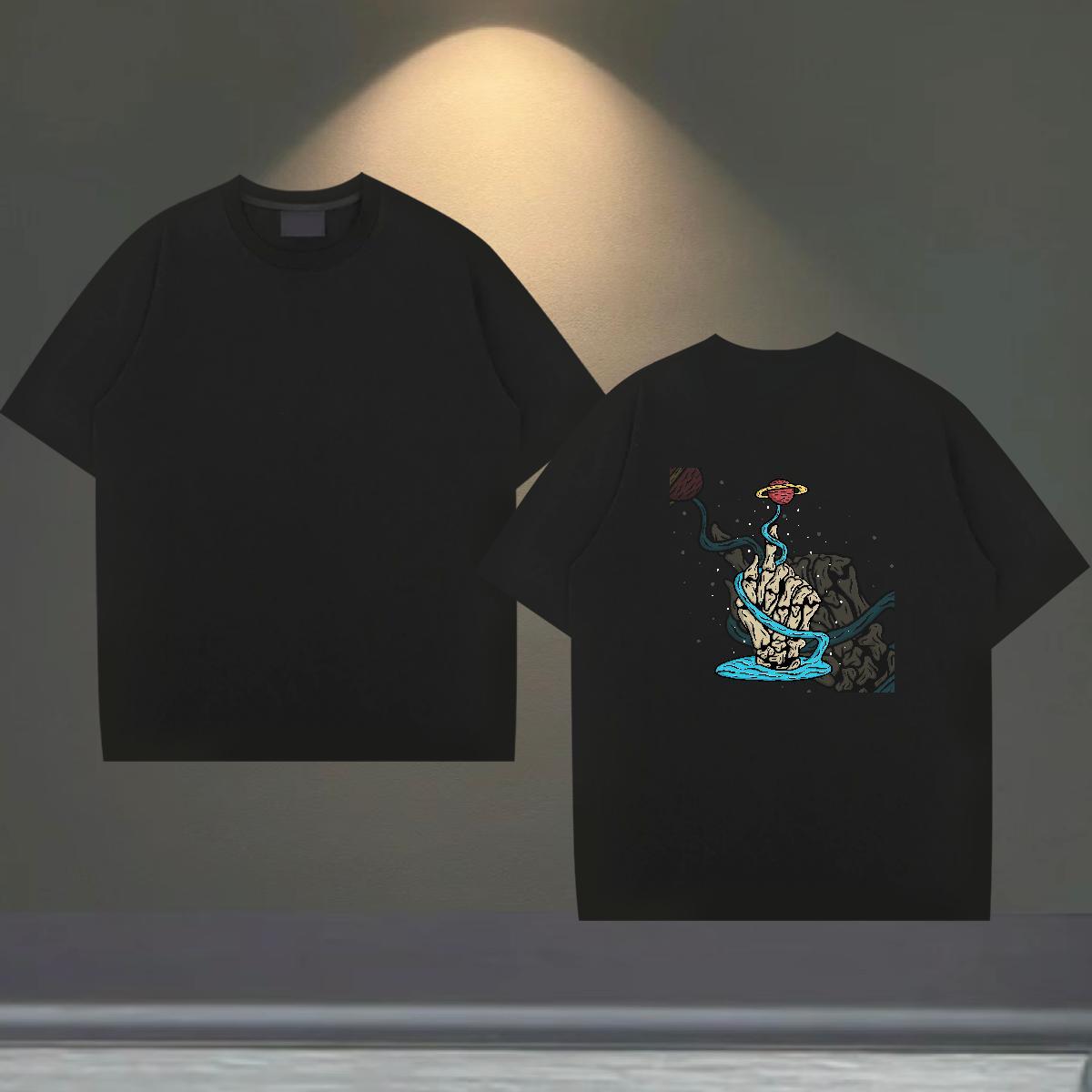 High Quality T shirt 230g Cotton skull Street wear Hip Hop DIY Printed Pure Cotton Men Tops Tees DIY Customized Clothes