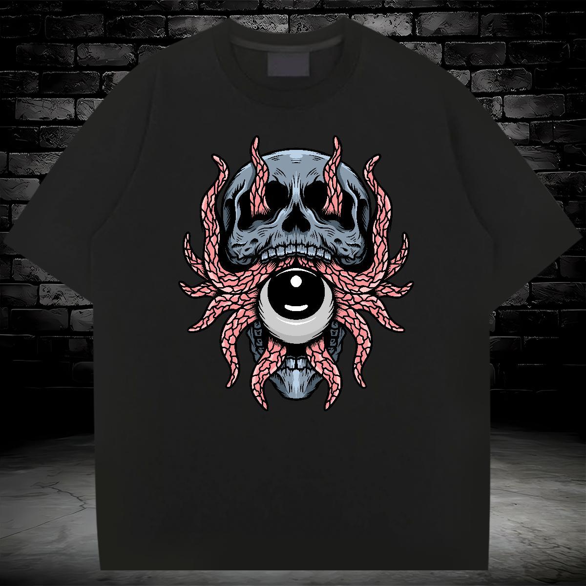 Free Shipping Mens T Shirts 230g Cotton skull Home Outdoor Graphic Breathable Short Sleeve Tshirts 2024 Summer Tops