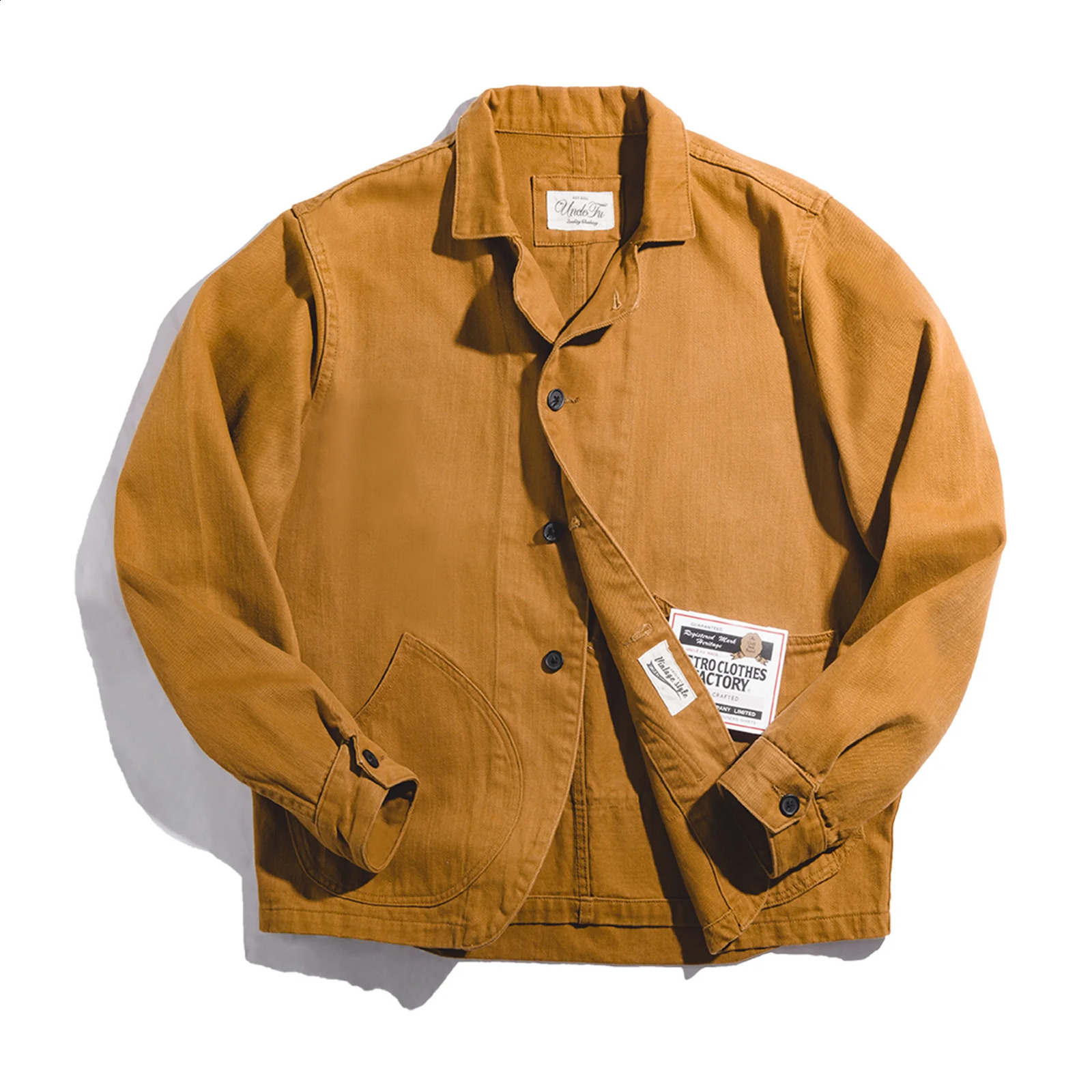 Maden Workwear French Vintage Jacket Ginger Yellow Amekaji Casual Hunting Jackets Mens Autumn MultiPocket Coat Outwear 240824