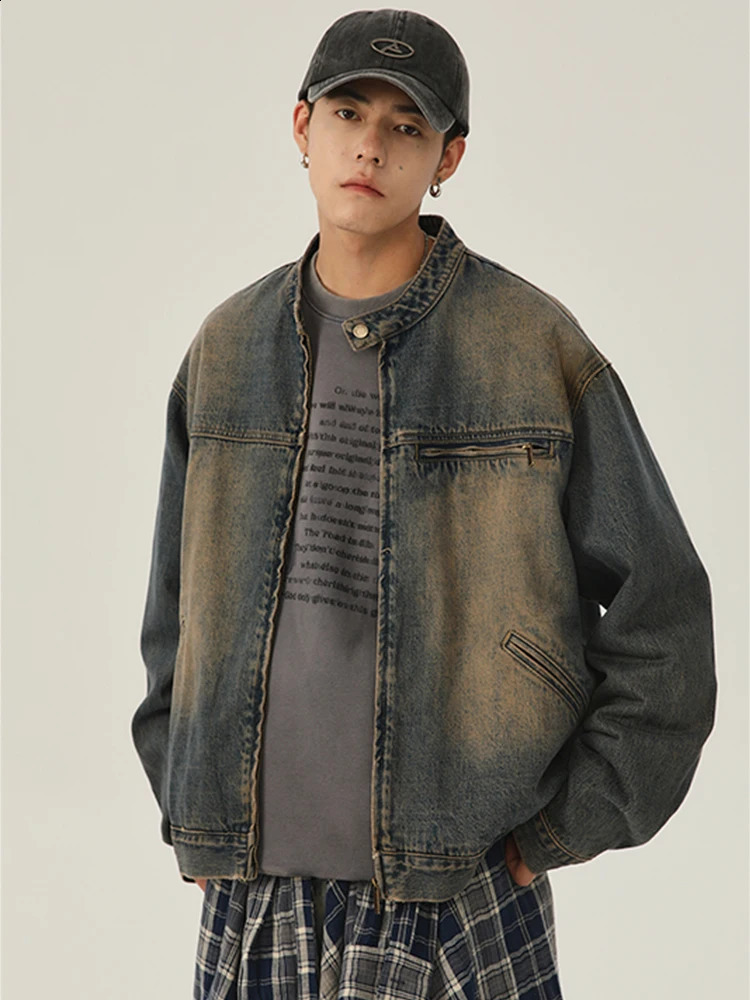 Cowboy jacket mens retro comfortable gothic couple youth autumn long sleeved college high school American loose clothing 240824