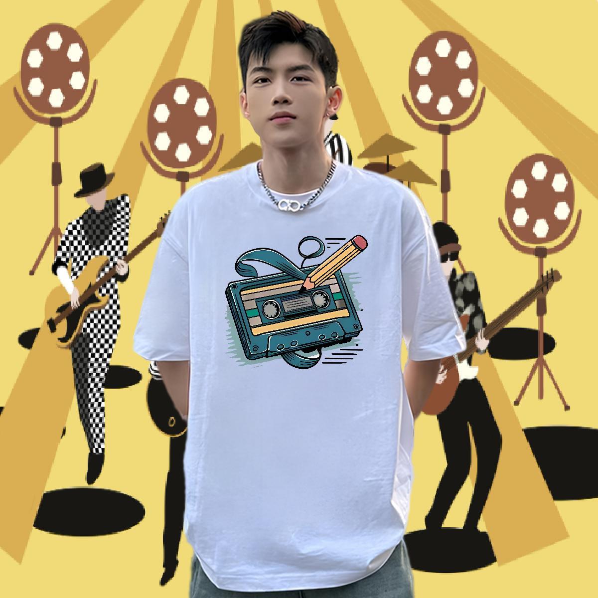 Wholesale Men Tops Tees radio Street 230g Pure Cotton Tee Shirt Breathable Crew Neck Unisex T shirt Custom Anime
