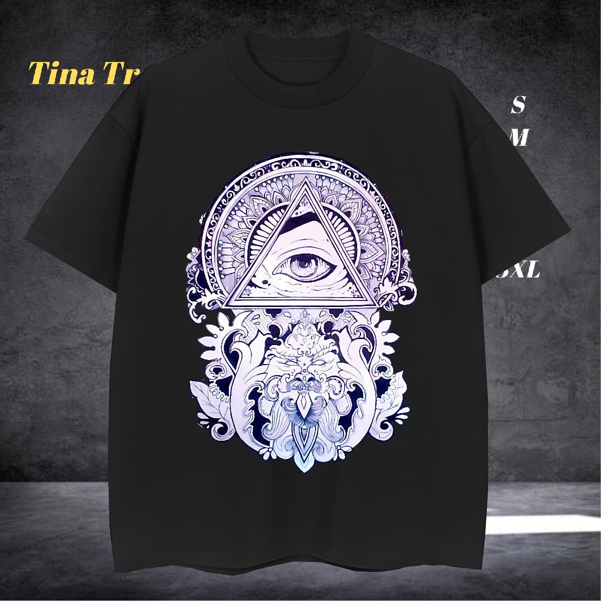 Soft T Shirt For Man 230g Cotton eye of the devil Casual White Plus Size Breathable Crew Neck Men Tops Tees Fashion Casual Clothings