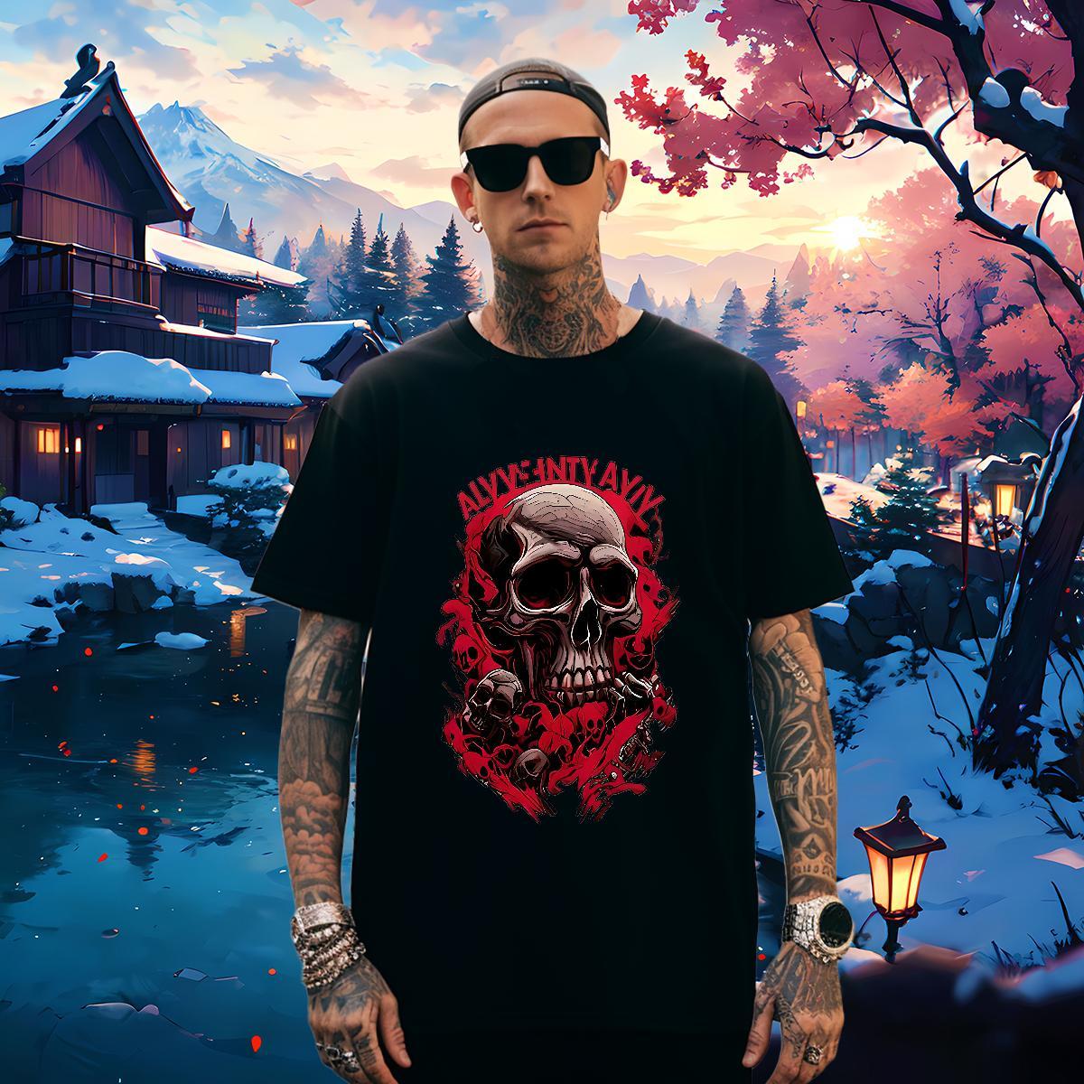 Unisex T Shirts Men 100% Cotton 230g skull Street Casual Asian Size Breathable Short Sleeve Tshirt for Man Woman Custom Tshirts