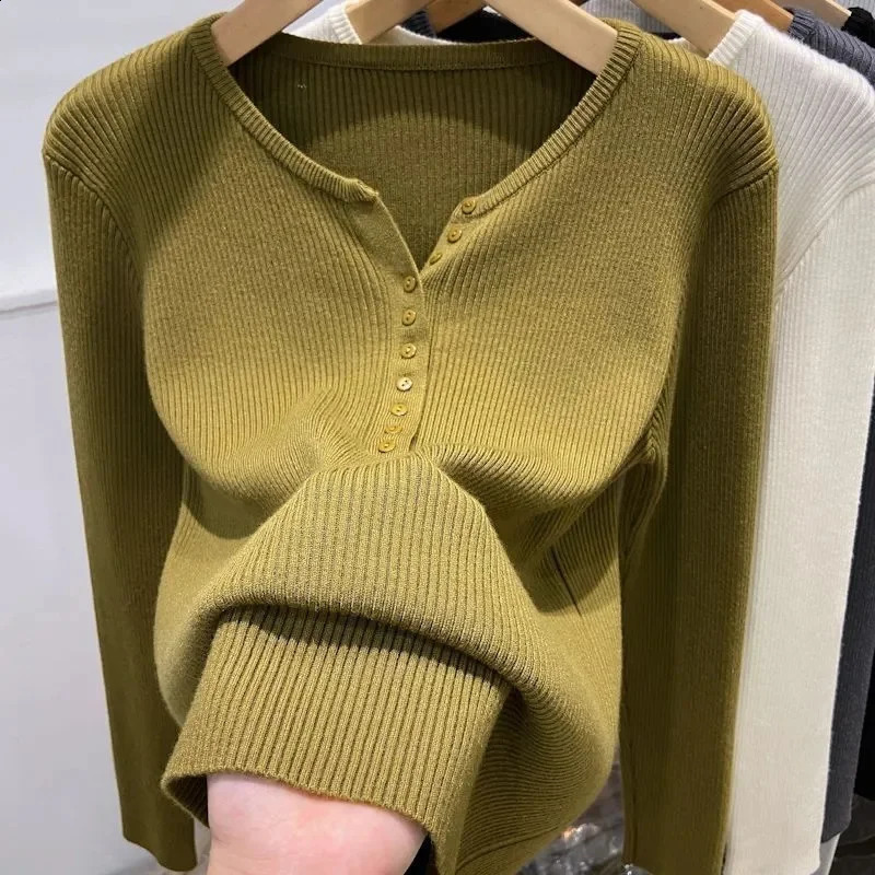 Spring Autumn Womens Sweater Pullovers Spring Warm Slim Bottoming Shirt Long Sleeve Casual Pull Femme Knitwear Jumpers 240824