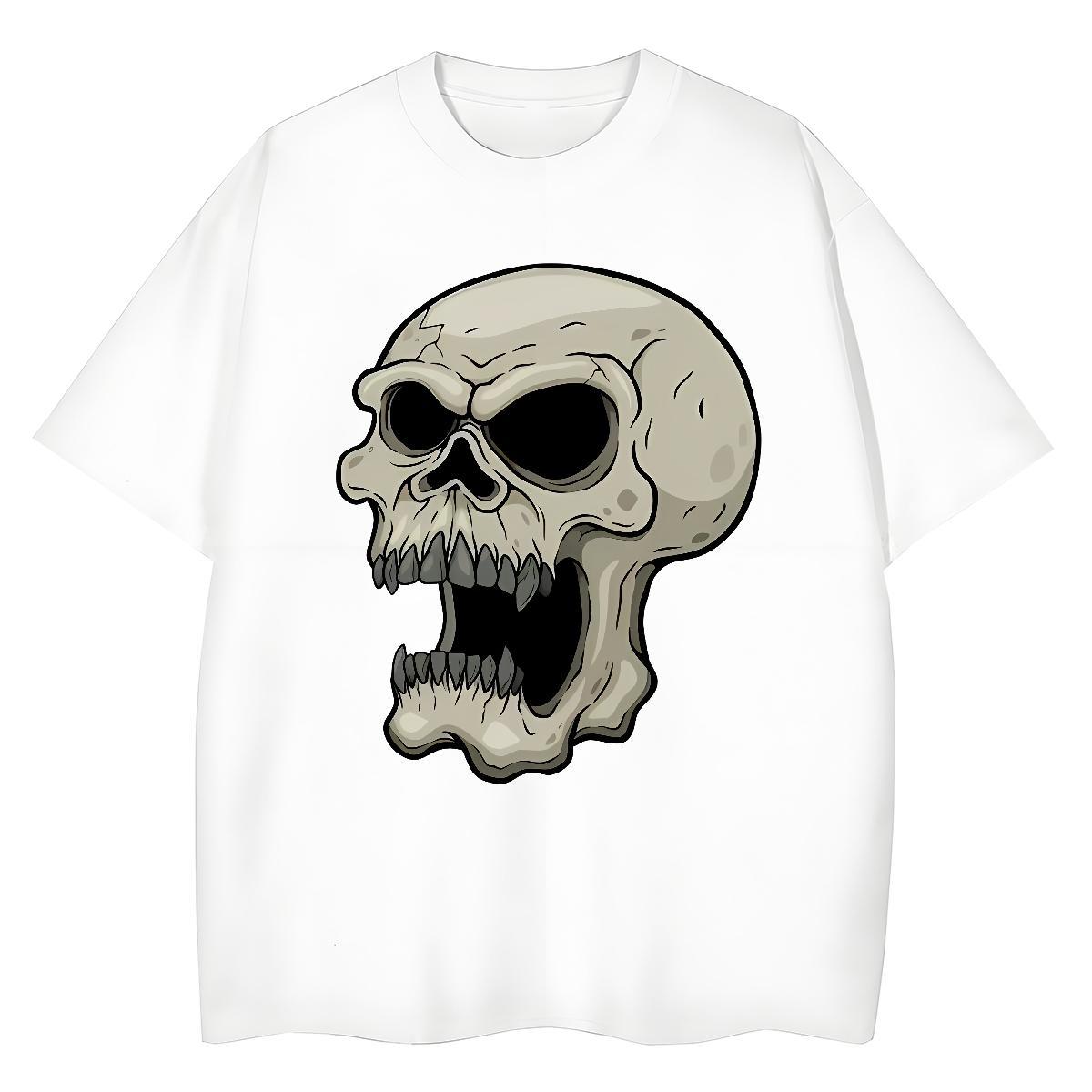Classic T shirt 230g Pure Cotton skull Sports Casual Black Oversized Short Sleeve Soft Men Tops Tees Fashion Design Polos