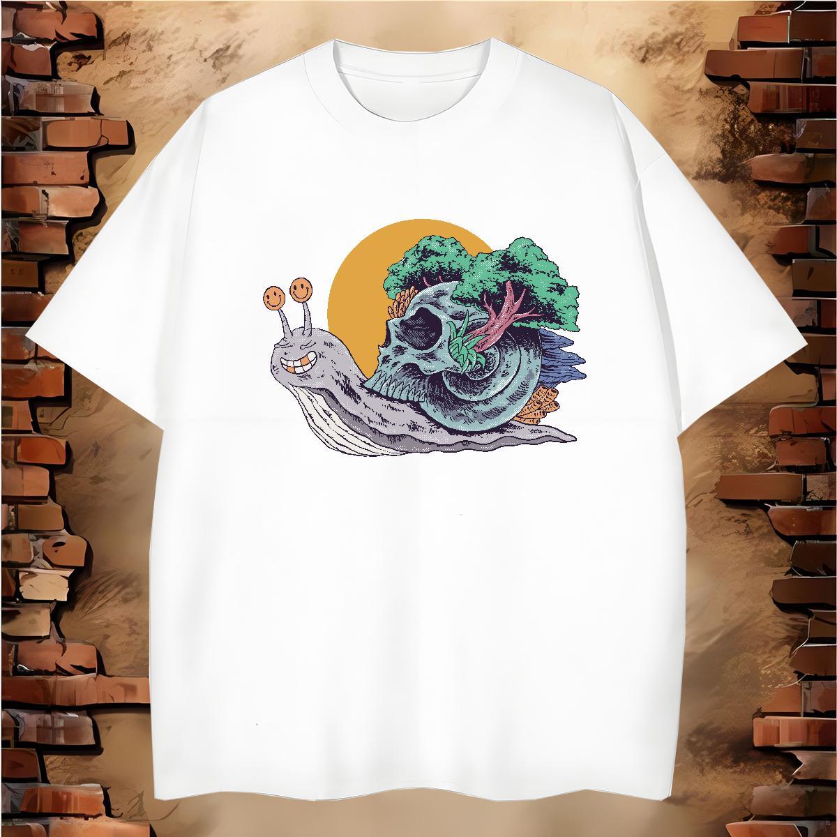 Comfortable Man T Shirts 230g Pure Cotton skull Summer Casual Customized Print Breathable Short Sleeve Men Tees Casual New Tshirts
