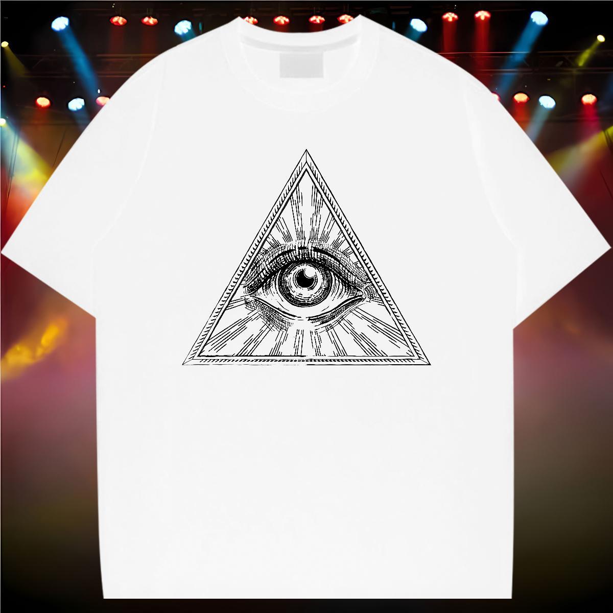 Classic Man T Shirts 230g 100% Cotton eye of the devil Sports Casual Cartoon Print Breathable Soft Mens Tshirts 2024 Top Tees