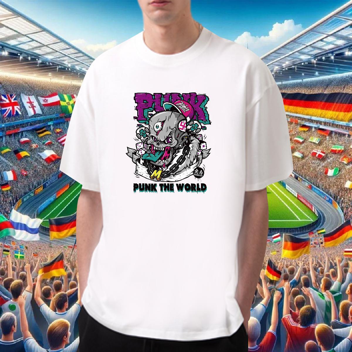 Cool Men T Shirts 230g Cotton skull Street Custom Anime O Neck Short Sleeves Men Tees New Arrival Tee Shirt