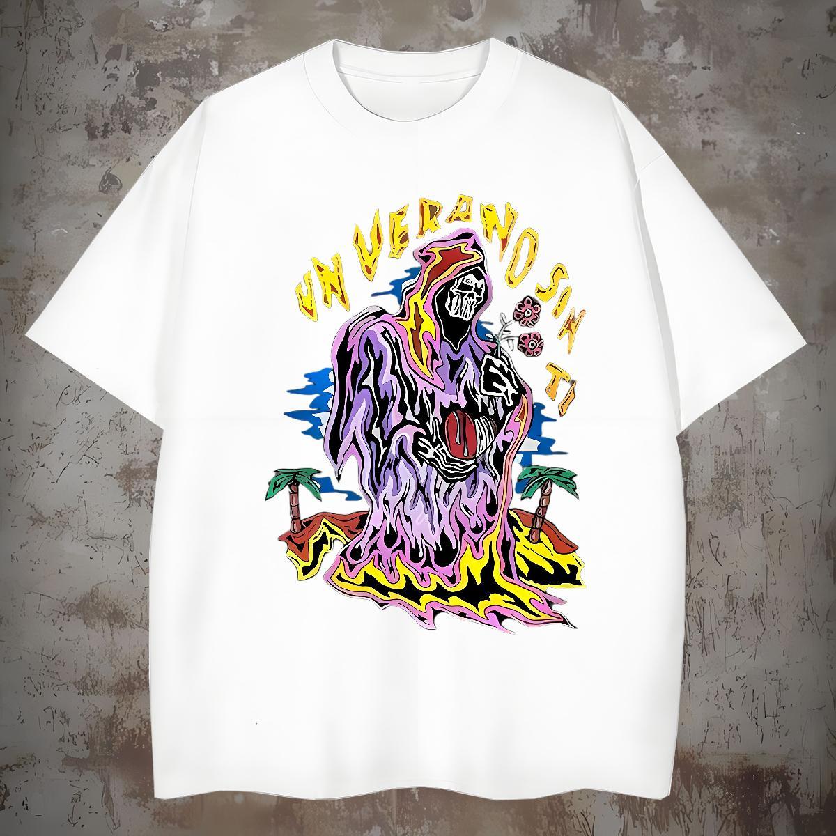 Popular Men T Shirts 100% Cotton 230g halloween Casual Beach White Plus Size Pure Cotton Men Tees Factory Direct Clothes