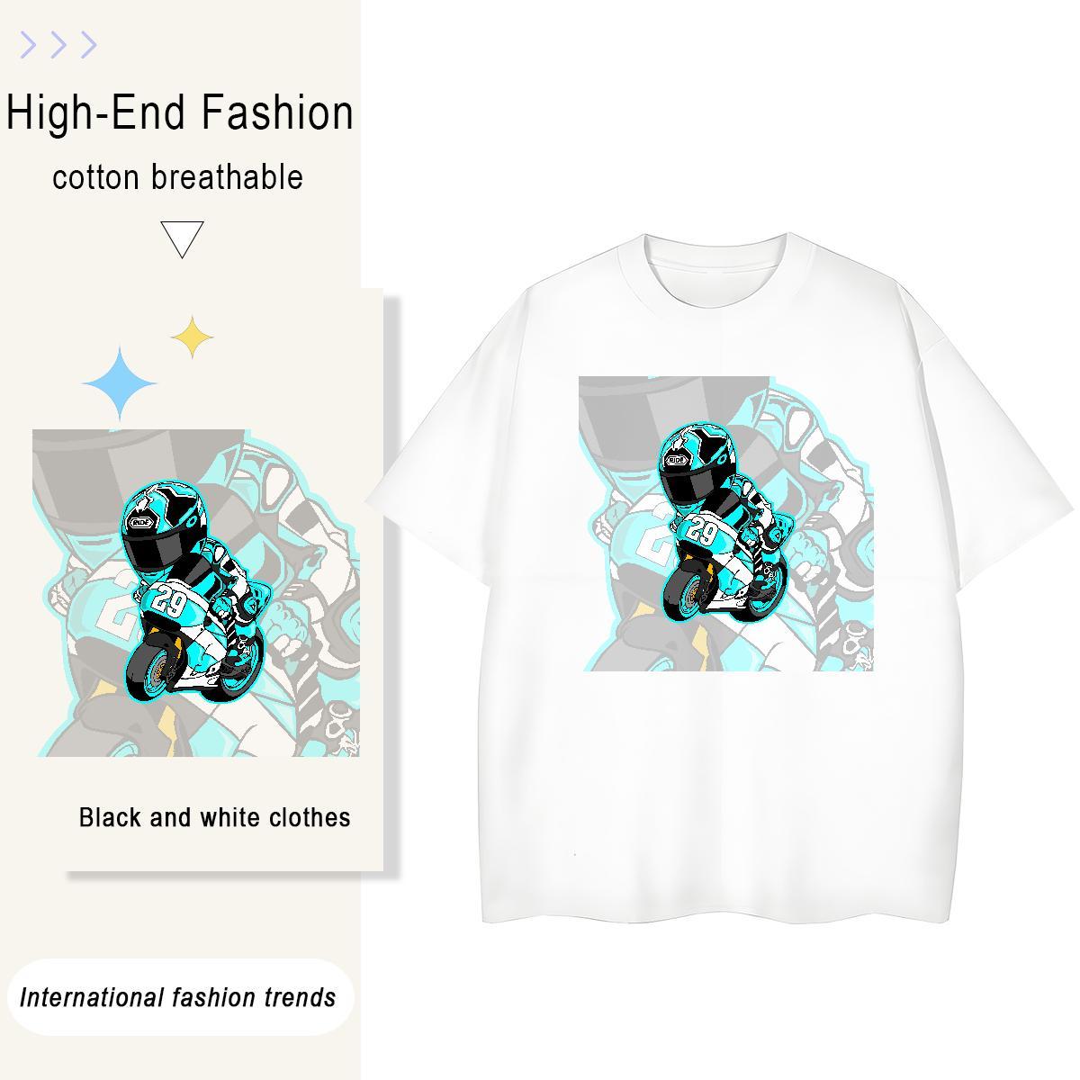 Loose T-Shirts 230g 100% Cotton portrait Street Wear DIY Breathable Men Tops Tees Wholesale Tees Shirts