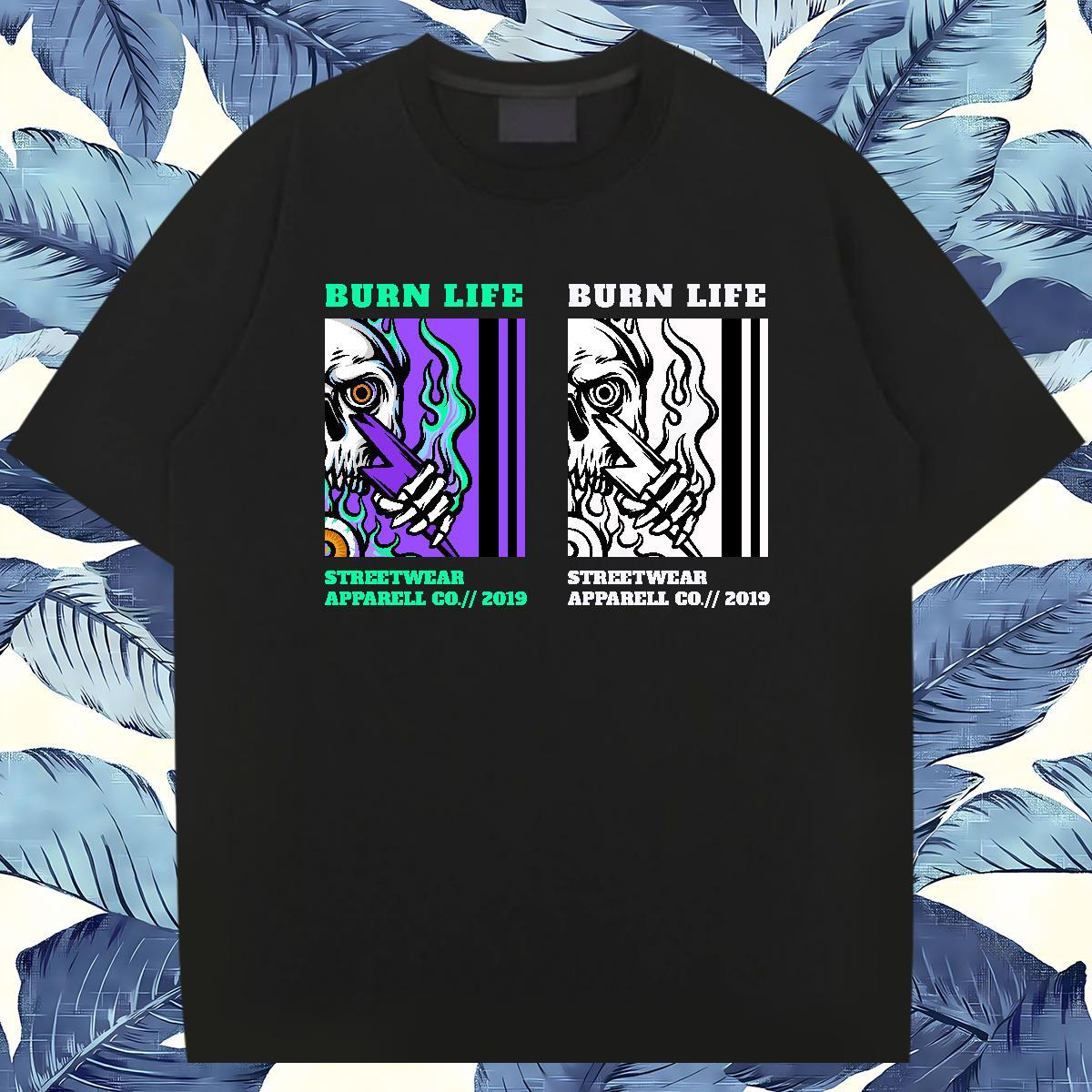 Classic T-Shirts 230g Pure Cotton skull Street Wear Custom Printing Short Sleeve Soft Men Tees Brand Tops Shirt