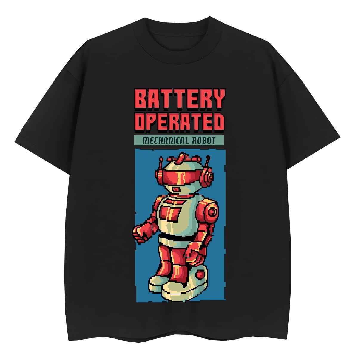 Cool T Shirts Men 230g Cotton robot Sports Casual DIY Short Sleeve Soft Tshirt for Man Woman Brand Tee Shirt