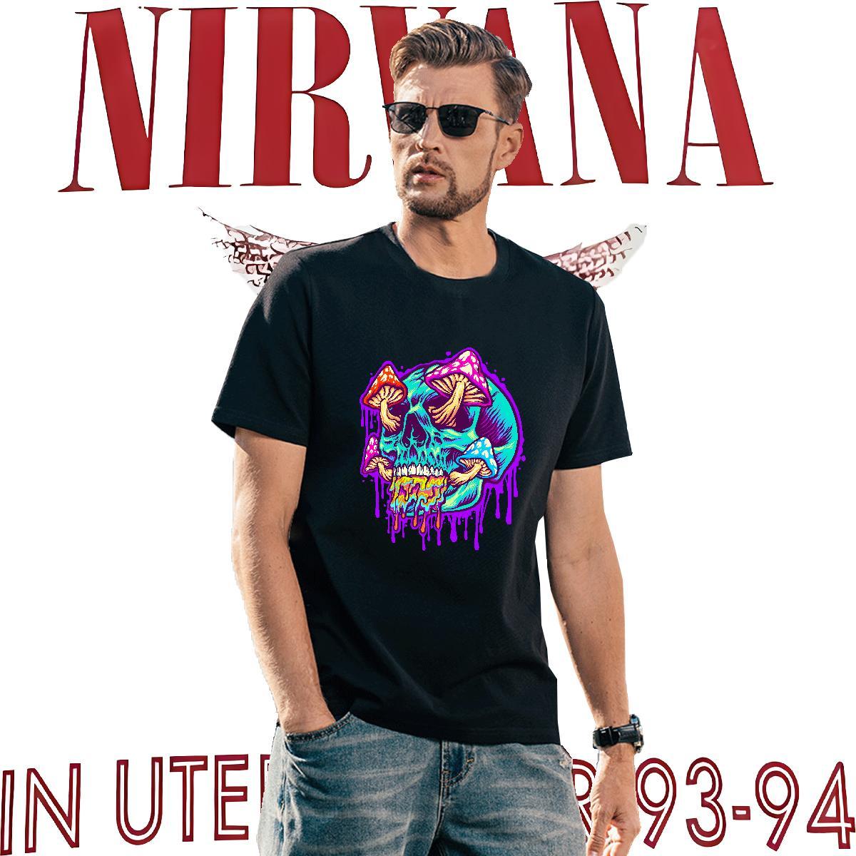 Popular T Shirts Men 230g Cotton skull Anime Printing Street Custom Printed Short Sleeve O-Neck Men Clothes T-Shirt Brand Tshirts