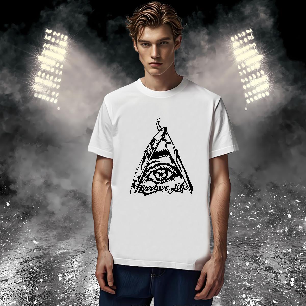 High Quality T-Shirts for Men 100% Cotton 230g eye of the devil High Street Hip Hop Cartoon Print O Neck Short Sleeves Men Tops Tees Classic Casual We