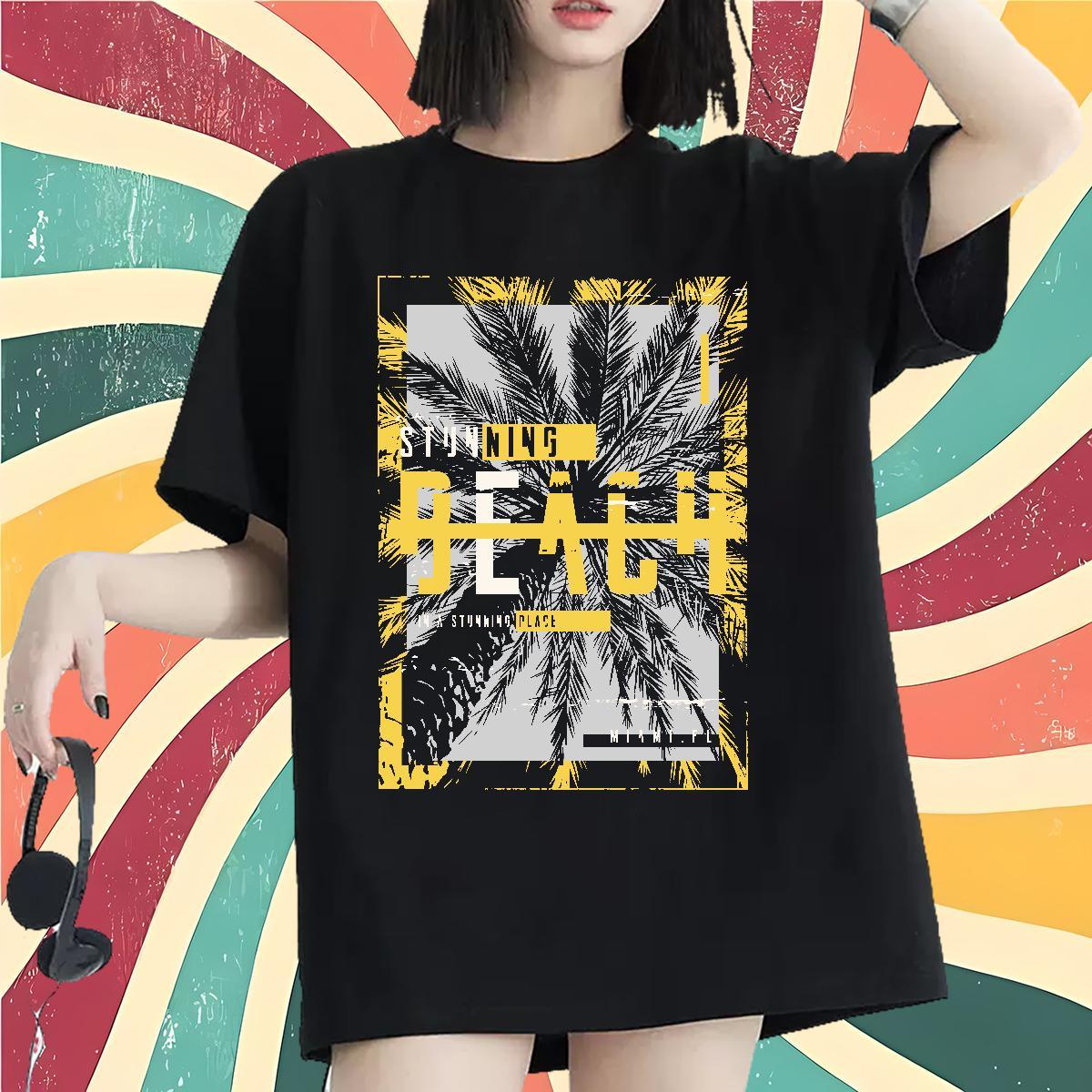 Unisex Tshirt for Man Woman 230g Pure Cotton painting Sports Street Wear T shirt Round Neck Short Sleeve Cartoon Printing L-4XL Tees