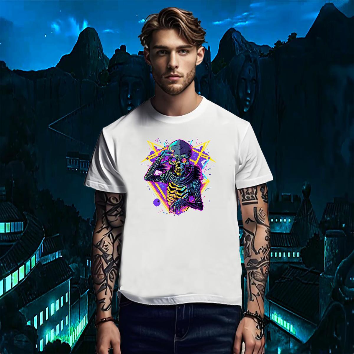 High Quality Mens T Shirts 230g Pure Cotton skull Casual Beach DIY Printed Short Sleeve O-Neck Couples T Shirts DIY Customized Tops