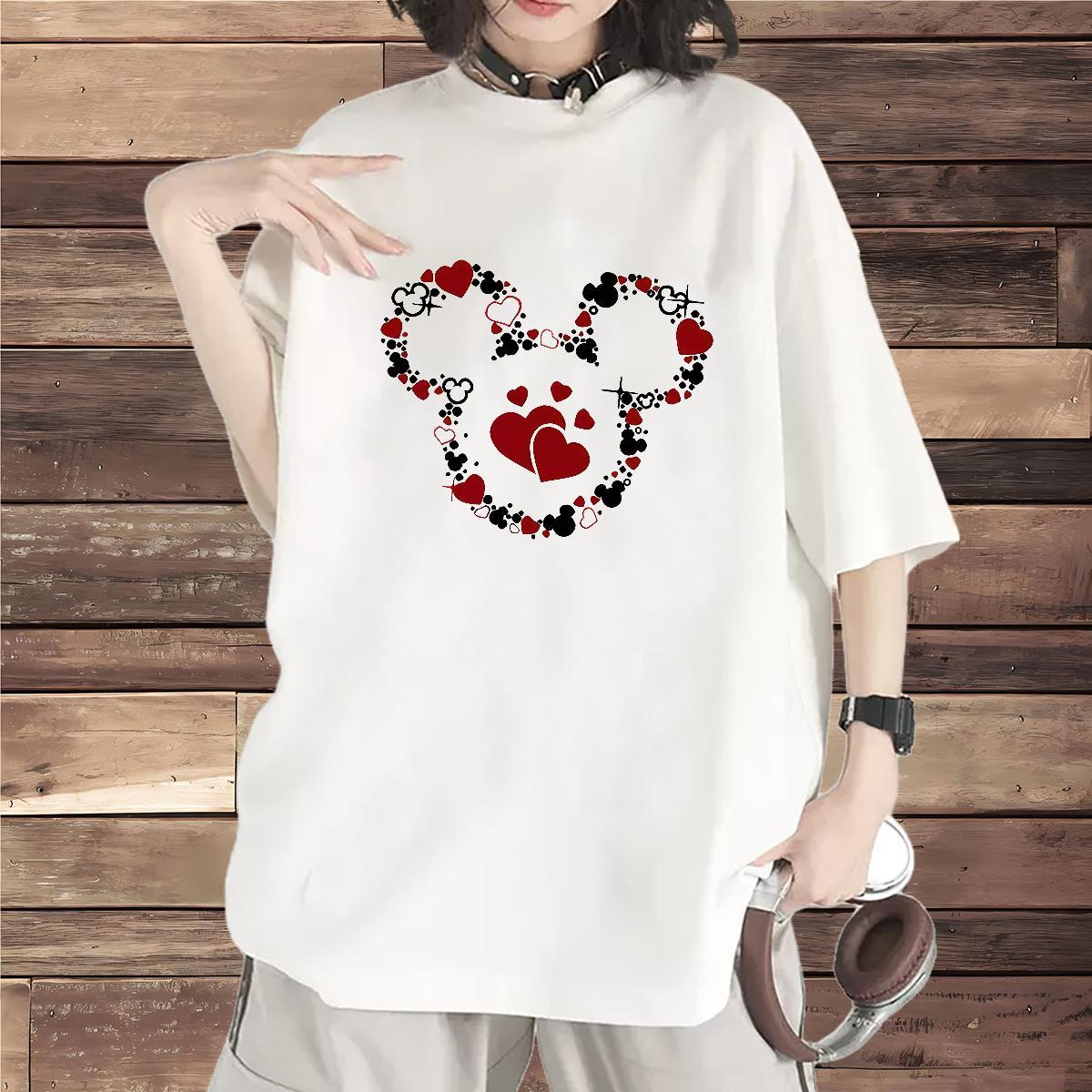Wholesale Women Tees 230g Cotton painting Spring Summer Woman T Shirts Breathable Cartoon Printing L-4XL Top Shirts