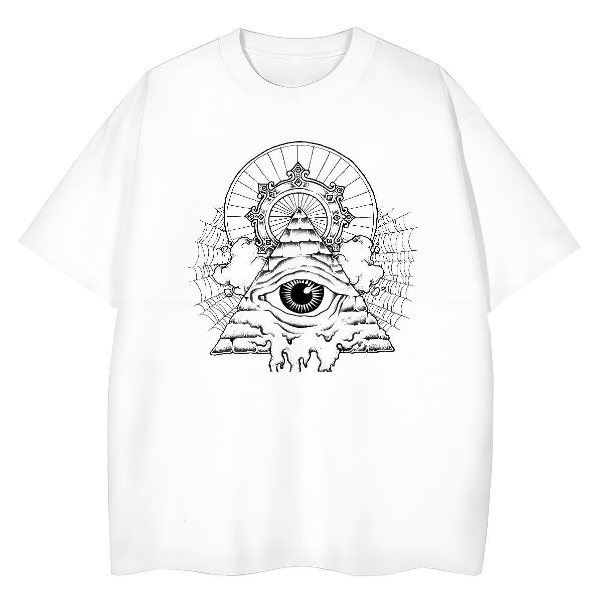 Comfortable Men T Shirts 230g 100% Cotton eye of the devil Hip Hop Street Custom Anime Short Sleeve Soft Men Clothes T-Shirt Fashion Clothings