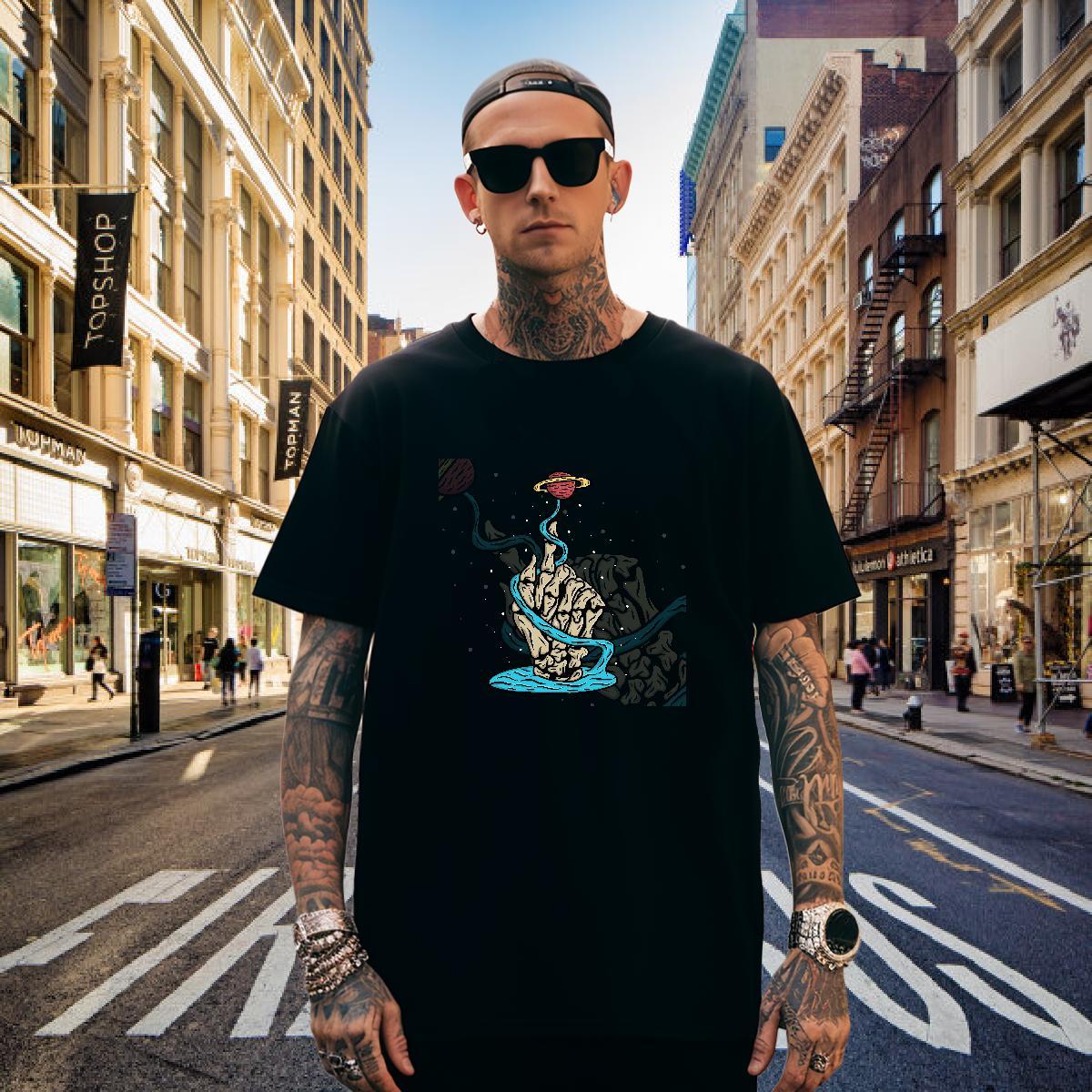 Classic Man T Shirts 230g Pure Cotton skull Summer Casual Cartoon Printing L-4XL Short Sleeve O-Neck Tshirt for Man Woman Classic Casual Tops