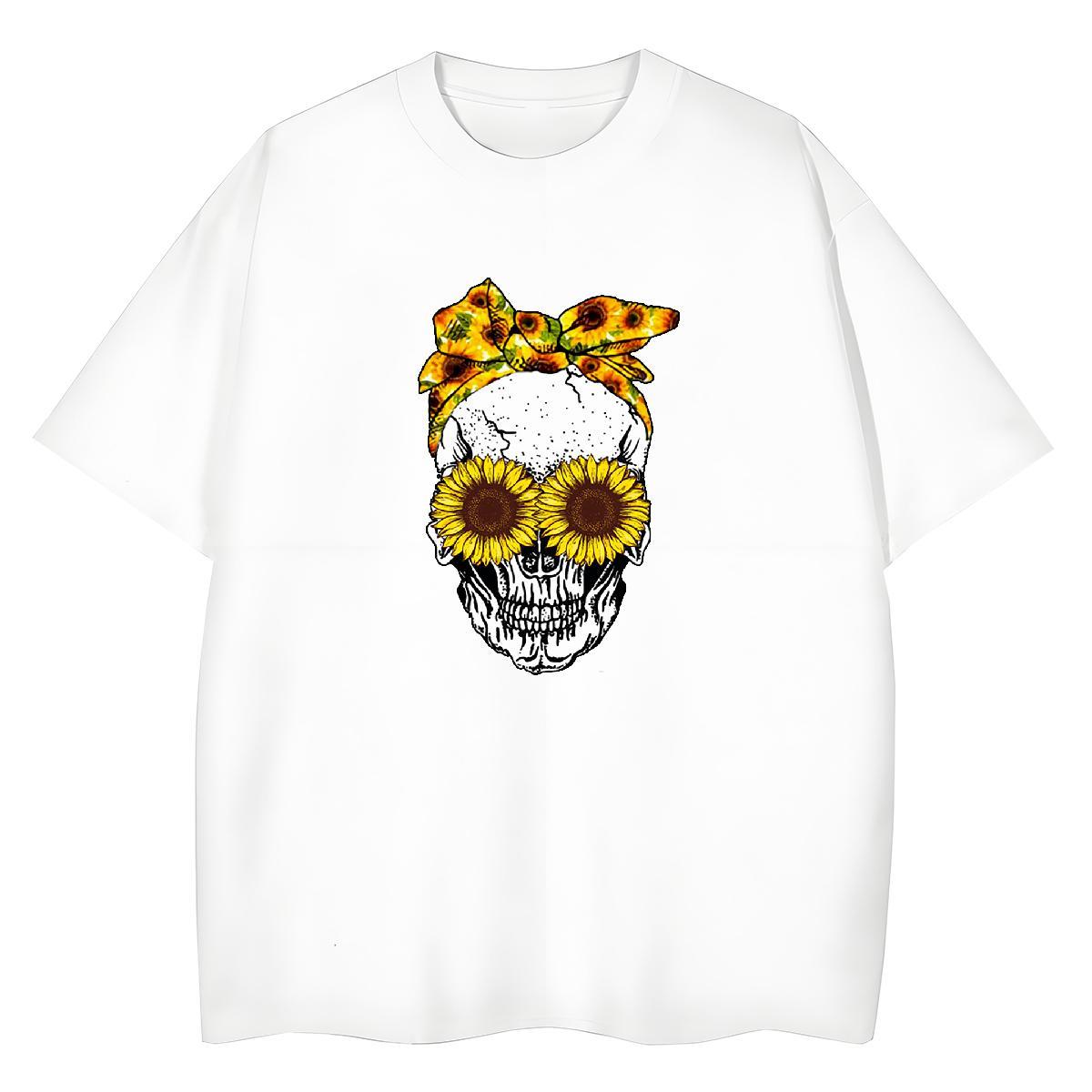 TOP Quality Mens T Shirts 230g Pure Cotton skull Street Casual White Plus Size Round Neck Short Sleeve Mens Tshirts Designer Fashion Tees Shirts