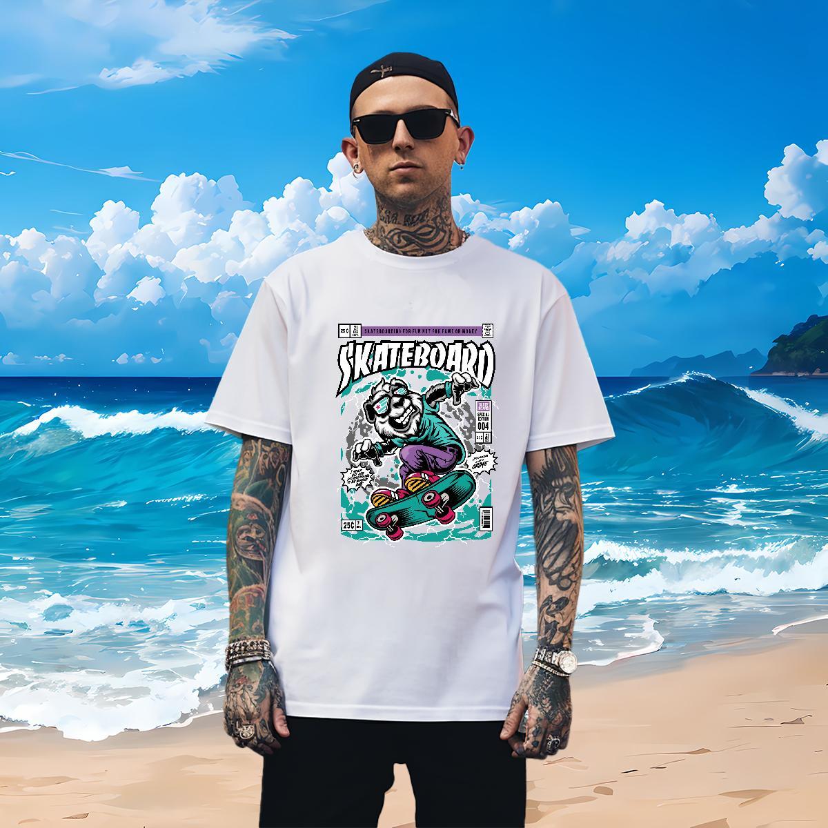 Wholesale T-Shirts for Men 230g Pure Cotton skateboarding Casual Daily Wear Anime Breathable Short Sleeve Tshirts Classic Casual Tee Shirt