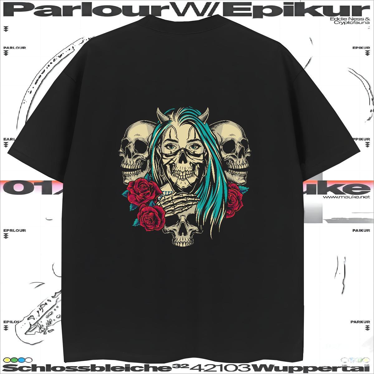 High Quality T Shirts Men 230g Cotton skull Casual Beach Cartoon Print O Neck Short Sleeves Tshirts Fashion New Tees