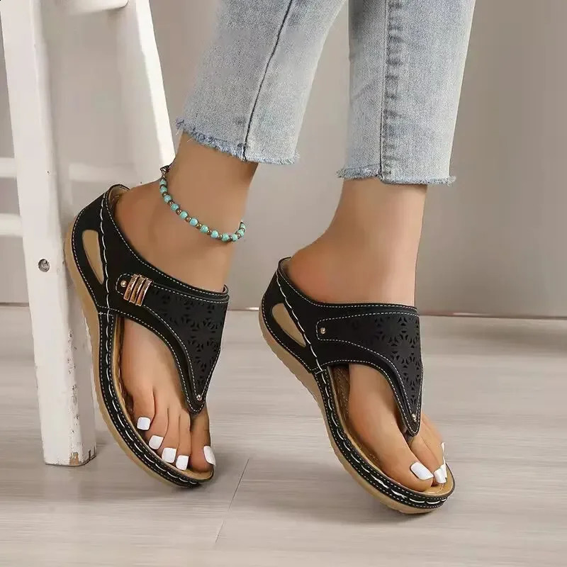 Clip Toe Wedge Sandals Womens 2024 Summer Thick Platform Non slip Beach Sandals Womens Sizes 36-43 Low Boots Gladiator Sandals 240823
