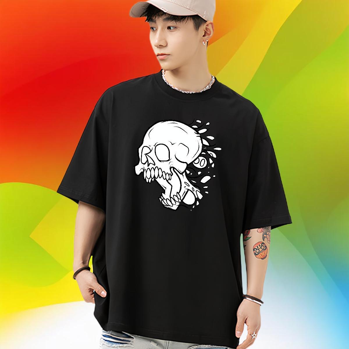 Unisex T Shirt For Man 230g Pure Cotton monster Daily Wear DIY Printed Short Sleeve Soft Men Clothes T-Shirt Classic Polos