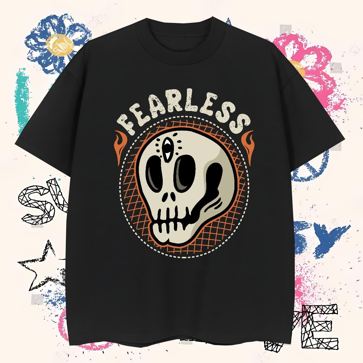 Loose Man T Shirts 100% Cotton 230g skull Beach Custom Printed Pure Cotton Mens Tshirts New Arrival Clothes