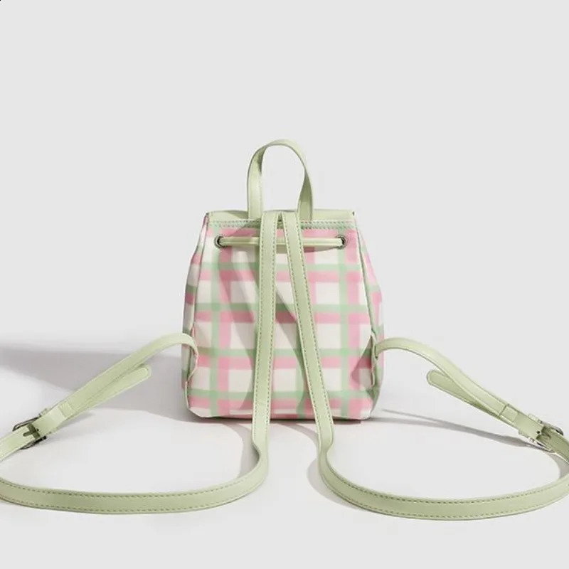 Autumn Vintage Plaid Backpacks for Teenage All Match Preppy Style PU School Bag Japanese Cute Rucksack Bolsa 240824