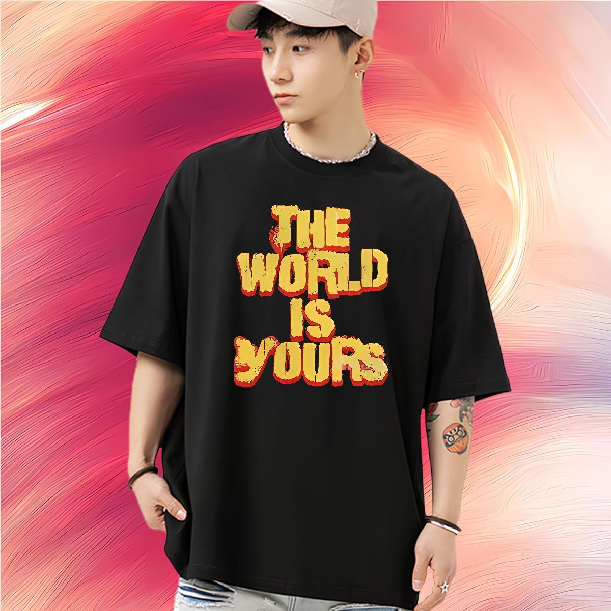 Customized Men Tops Tees letter Hip Hop Street 230g Pure Cotton Tshirts Breathable Short Sleeve Designer T-Shirts for Men Customized Print