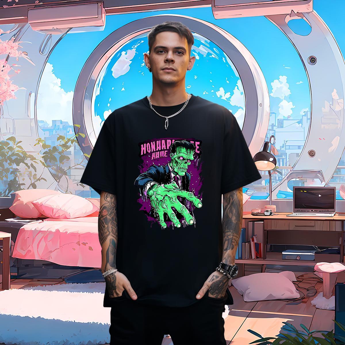 TOP Quality T Shirts Men 100% Cotton 230g skull Beach DIY Printed Breathable Short Sleeve Mens Tshirts Stylist Tees Shirts