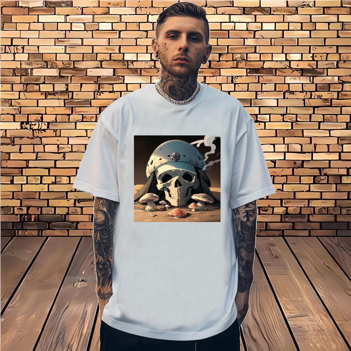 Wholesale T shirt 230g Cotton skull Street wear Hip Hop Black Oversized Breathable Short Sleeve Couples T Shirts Fashion Top Tees