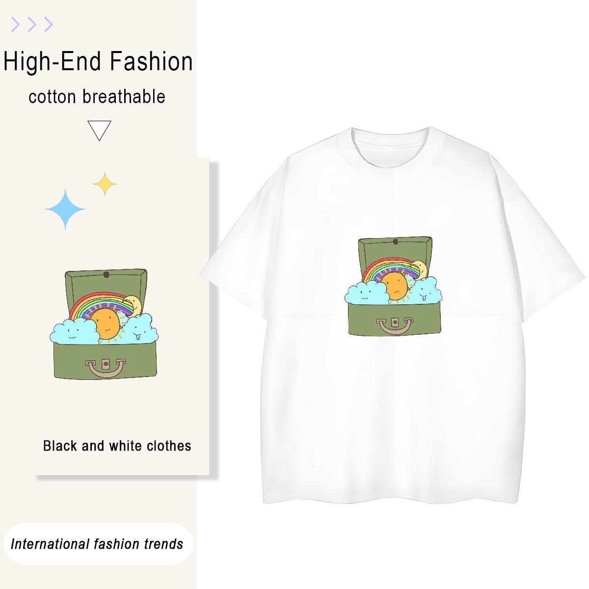 Brand Womens Tshirts 230g Pure Cotton icon High Street Hip Hop T shirt Breathable Anime Oversized Tees