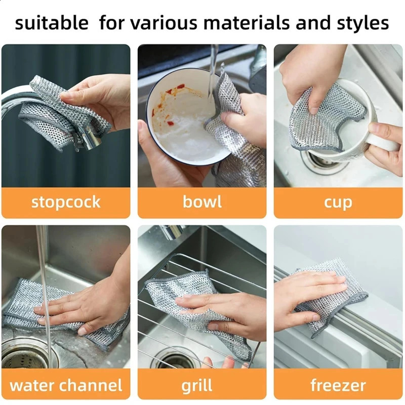 201 piece of magic cleaning cloth thickened singlesided metal wire kitchen utensil pot dishwasher towel tool 240824