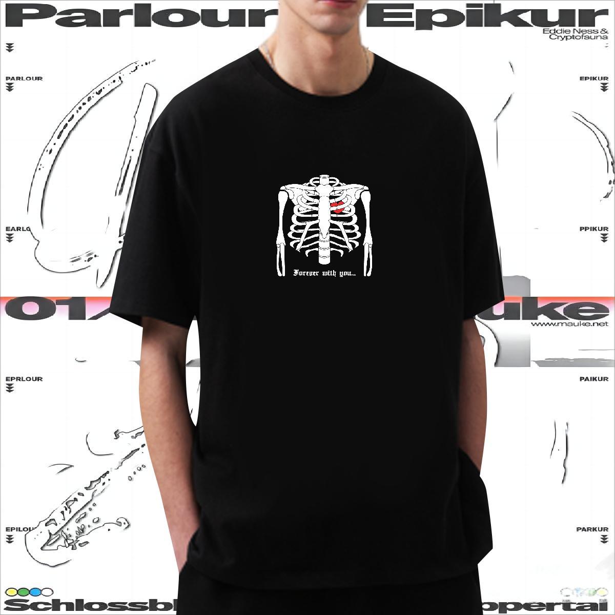 Brand T Shirt For Man 230g Cotton skull Street wear Hip Hop Oversized Breathable Short Sleeve Tshirts Customized Tee Shirt