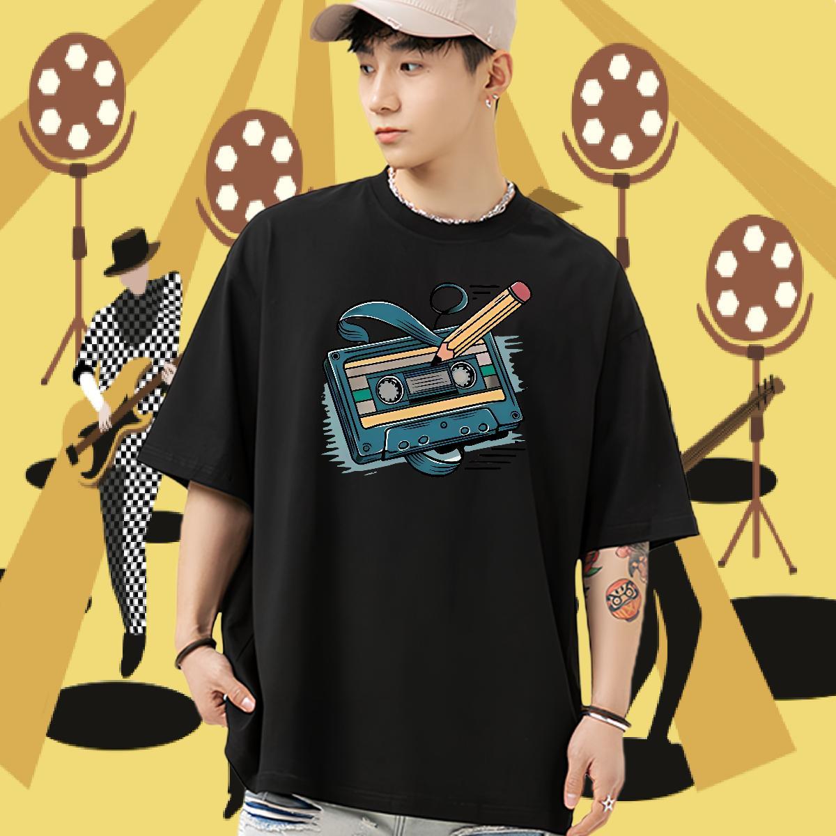 Wholesale Men Tops Tees radio Street 230g Pure Cotton Tee Shirt Breathable Crew Neck Unisex T shirt Custom Anime