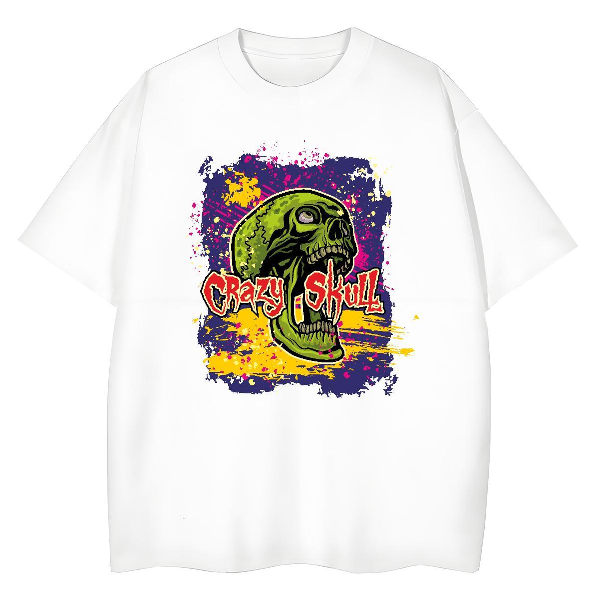 High Quality Mens T Shirts 230g Cotton skull Summer Casual Plus Size Cartoon Breathable Crew Neck Men Tees Free Shipping Tees Shirts