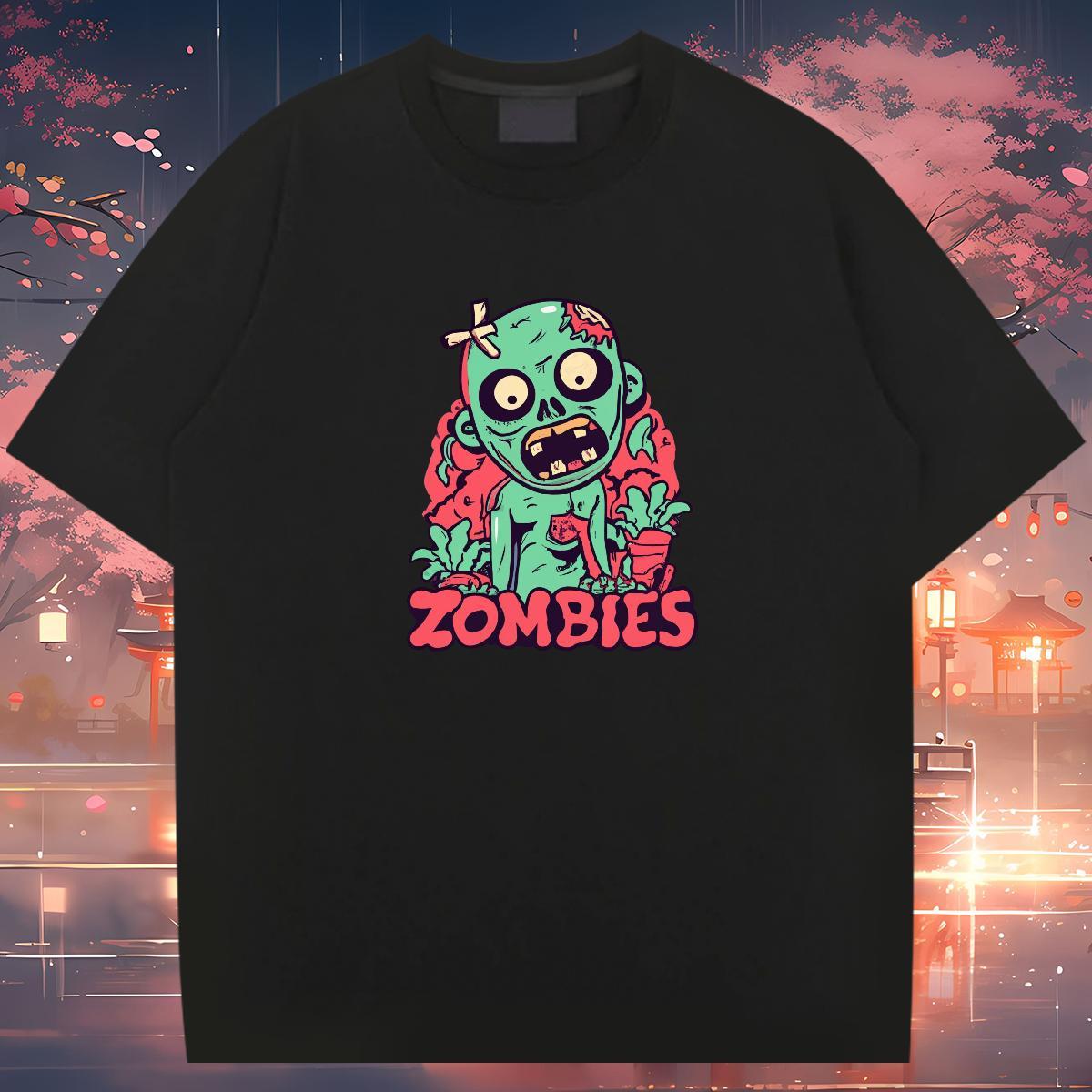 Loose T-Shirts 230g Cotton skull Anime Printing Street White Plus Size O Neck Short Sleeves Tshirts Designer Fashion Clothings